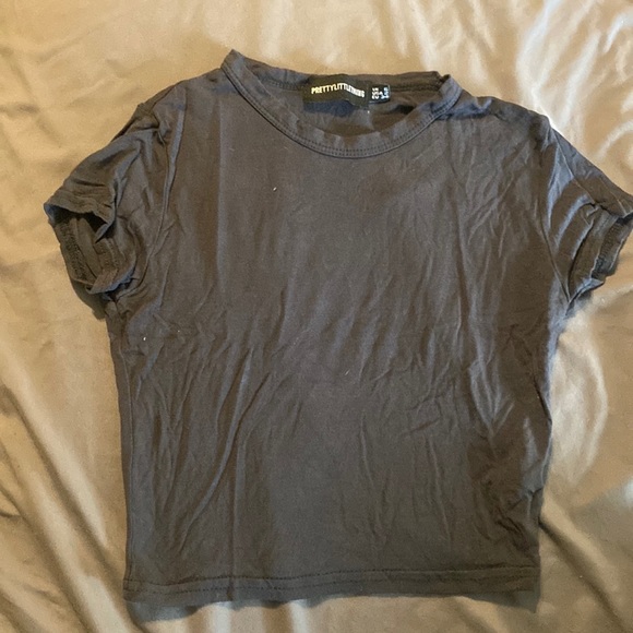 pretty little thing Basic Charcoal Grey Short Sleeve Crop T Shirt size USA 2 - Picture 5 of 5